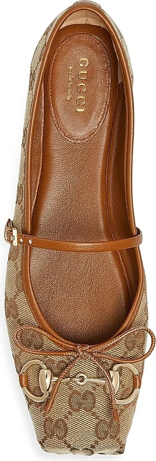 Women's GG Canvas Horsebit Ballet Flats - Beige Ebony - Size 8 - Image 4