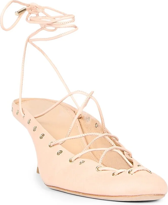 Women's Ghilies Lace-Up Ankle-Wrap Mules - Peachy Pink - Size 6 - Image 2