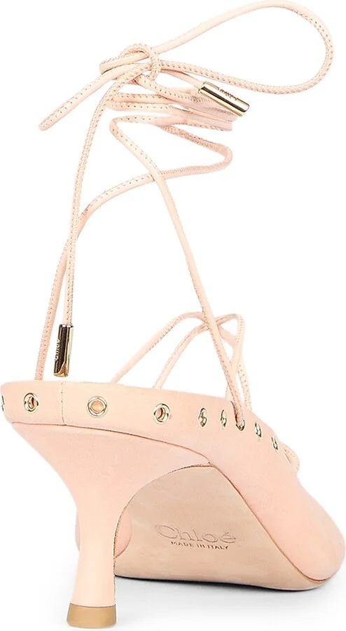 Women's Ghilies Lace-Up Ankle-Wrap Mules - Peachy Pink - Size 6 - Image 3