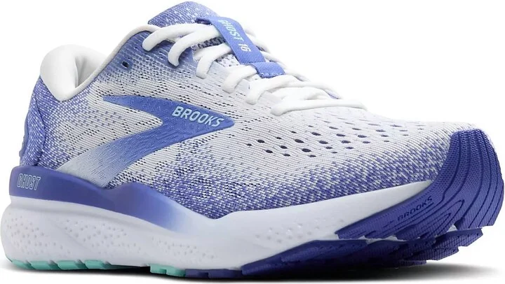 Women's Ghost 16 Road Running Shoes In White/ Amparo Blue/ Limpet Shell
