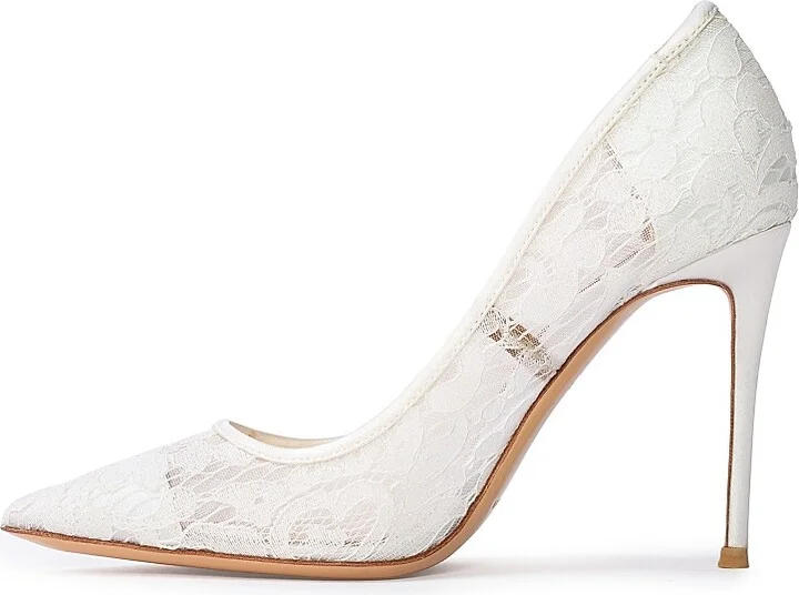 Women's Gia 100MM Lace Pumps - White Lace - Size 8.5 - Image 5