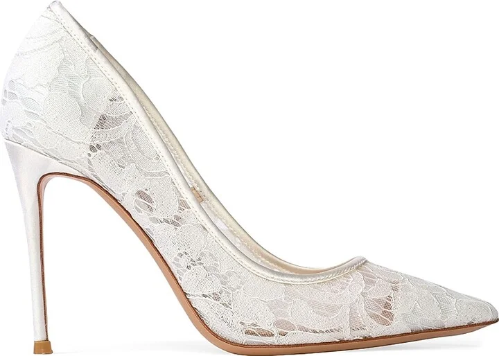 Women's Gia 100MM Lace Pumps - White Lace - Size 8.5
