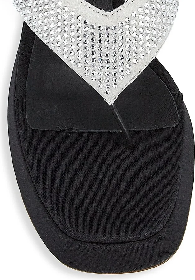 Women's Gia 17 Thong Leather High-Heel Sandals - Silver Black - Size 7 - Image 4