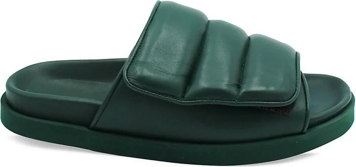 Women's Gia 3 Padded Leather Slides In Cliff Green