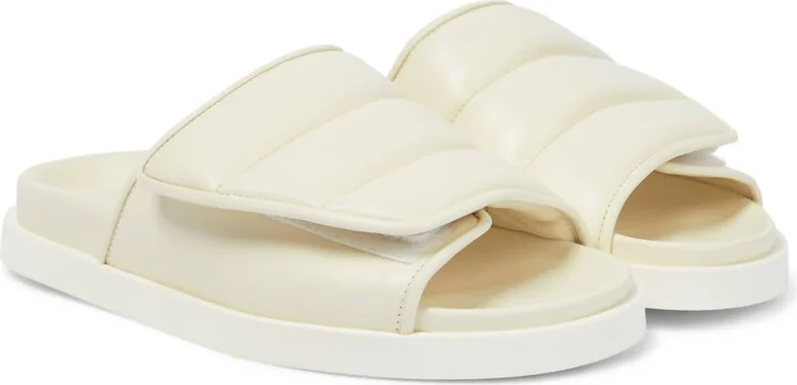 Women's Gia 3 Padded Leather Slides In Ivory
