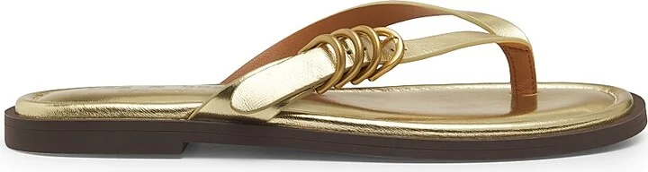 Women's Gia Metallic Leather Thong Sandals - Gold - Size 5