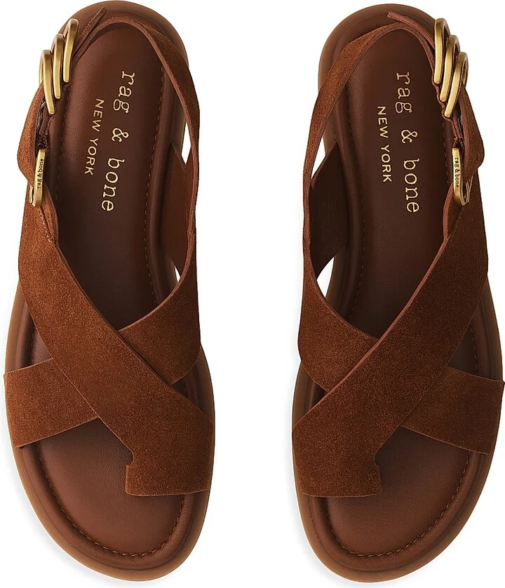 Women's Gia Suede Toe-Loop Sandals - Umber Suede - Size 7 - Image 3