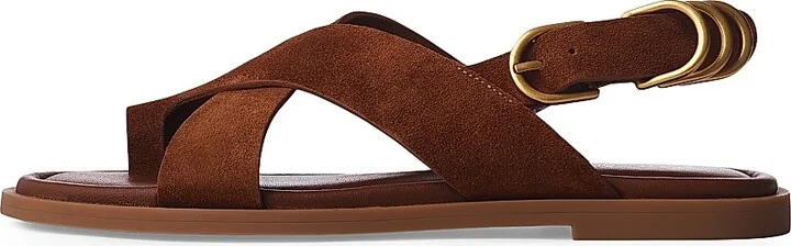 Women's Gia Suede Toe-Loop Sandals - Umber Suede - Size 7