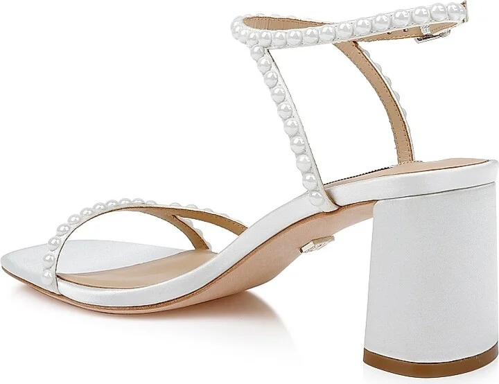 Women's Giabella 65MM Imitation Pearl-Embellished Satin Sandals - White Satin - Size 6 - Image 2