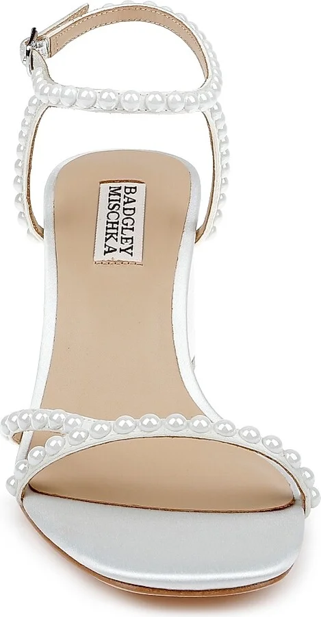 Women's Giabella 65MM Imitation Pearl-Embellished Satin Sandals - White Satin - Size 6 - Image 3
