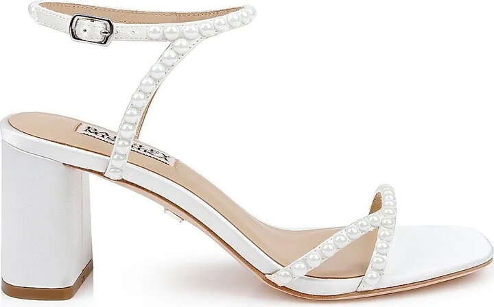 Women's Giabella 65MM Imitation Pearl-Embellished Satin Sandals - White Satin - Size 6