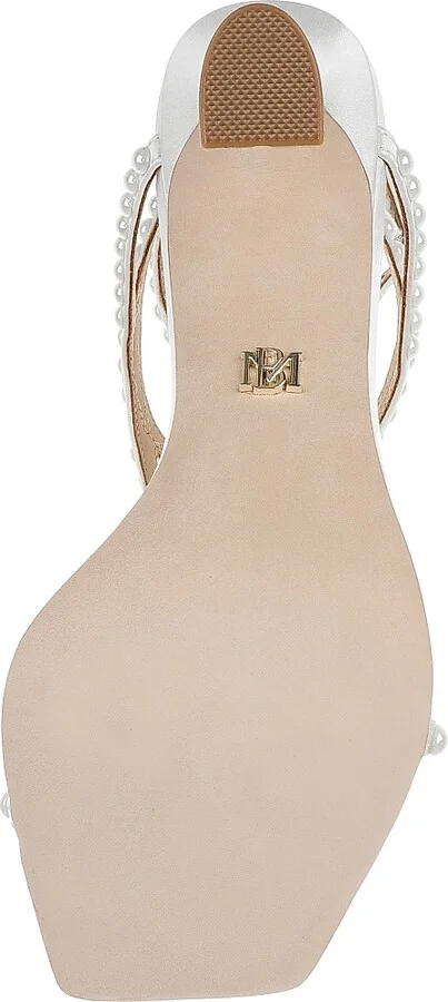 Women's Gianni 85MM Imitation Pearl-Embellished Satin Sandals - White Satin - Size 5 - Image 6