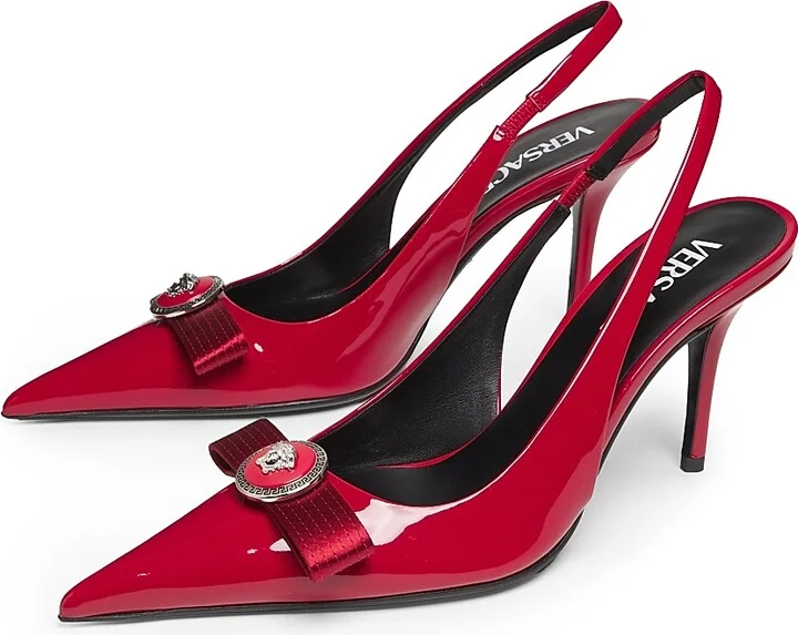 Women's Gianni Ribbon 85MM Slingback Pumps - Lipstick Red Palladium - Size 7 - Image 2