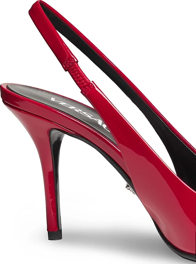Women's Gianni Ribbon 85MM Slingback Pumps - Lipstick Red Palladium - Size 7 - Image 5