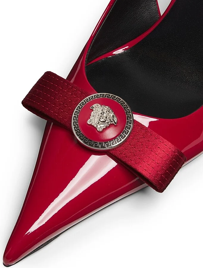 Women's Gianni Ribbon 85MM Slingback Pumps - Lipstick Red Palladium - Size 7 - Image 6