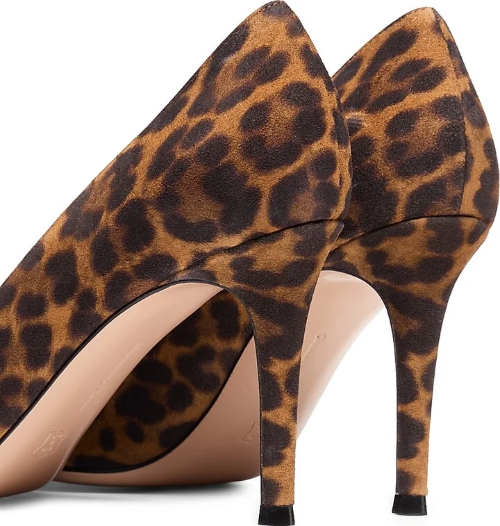Women's Gianvito 85MM Camoscio Leopard Print Pumps - Almond Leopard Print - Size 6 - Image 3