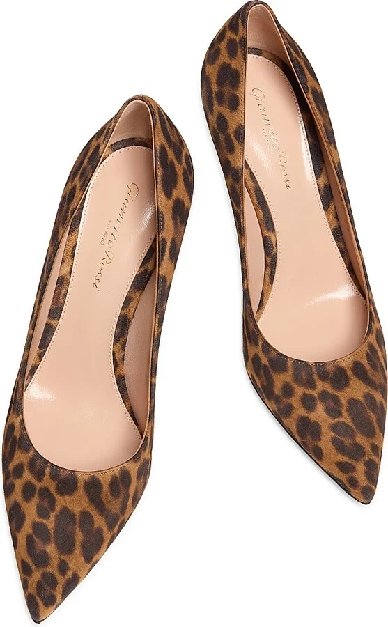 Women's Gianvito 85MM Camoscio Leopard Print Pumps - Almond Leopard Print - Size 6 - Image 4