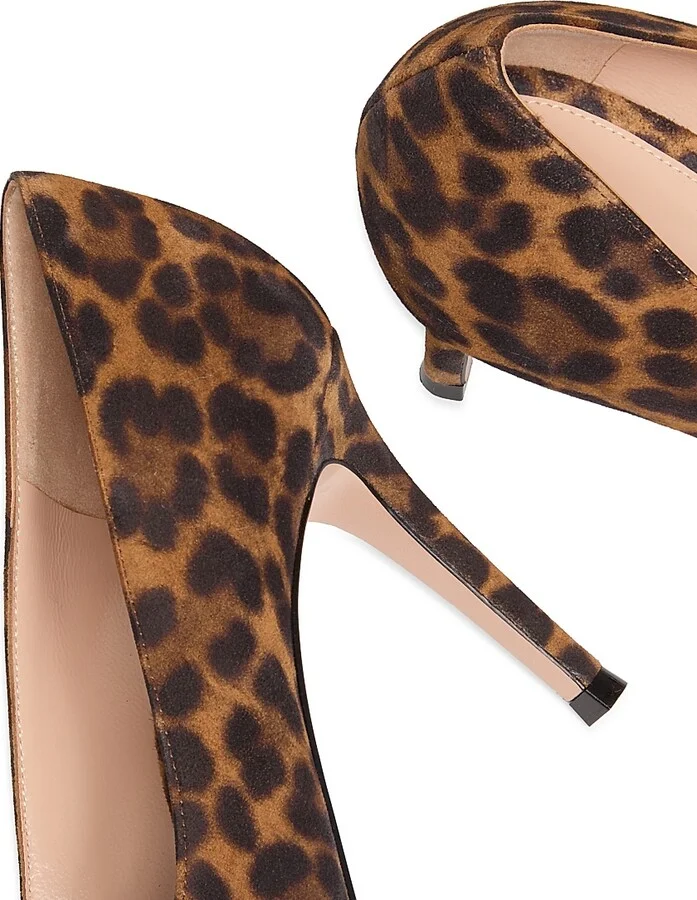 Women's Gianvito 85MM Camoscio Leopard Print Pumps - Almond Leopard Print - Size 6 - Image 5