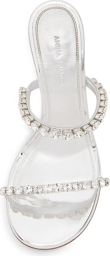Women's Gigi 95MM Crystal-Embellished Metallic Leather Sandals - Mirror Silver - Size 6 - Image 4
