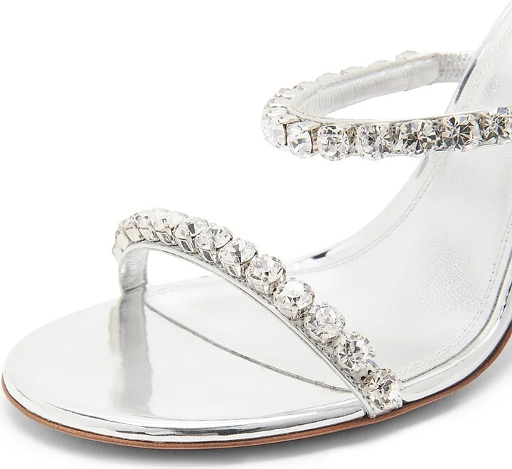 Women's Gigi 95MM Crystal-Embellished Metallic Leather Sandals - Mirror Silver - Size 6 - Image 5