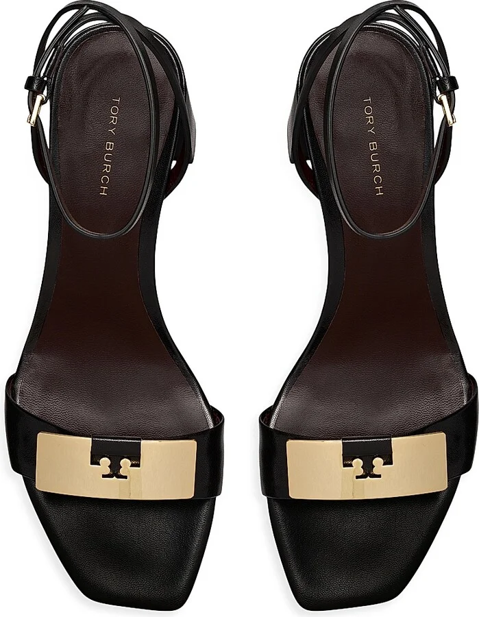 Women's Gigi Leather Block-Heel Sandals - Perfect Black Gold - Size 5 - Image 3
