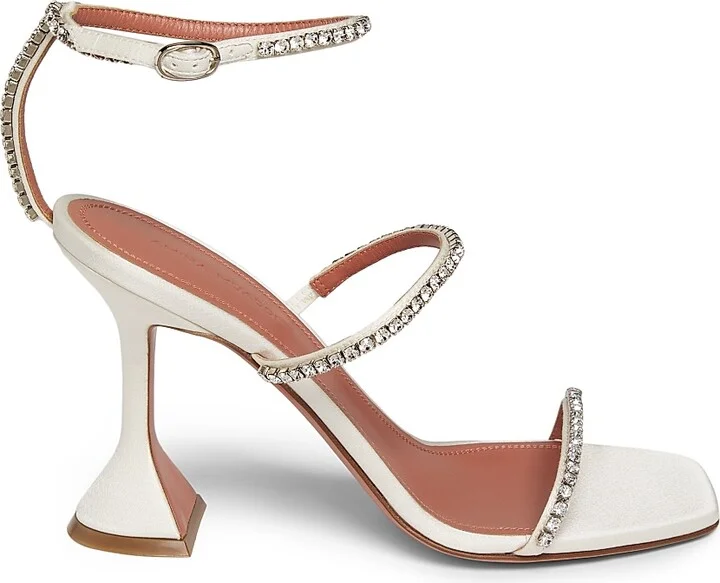 Women's Gilda Silk & Leather Sandals - Satin Ivory - Size 8.5