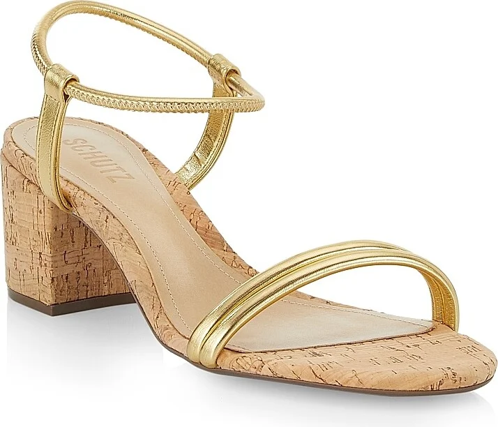 Women's Gimenez 60MM Metallic Block-Heel Sandals - Gold - Size 5 - Image 2