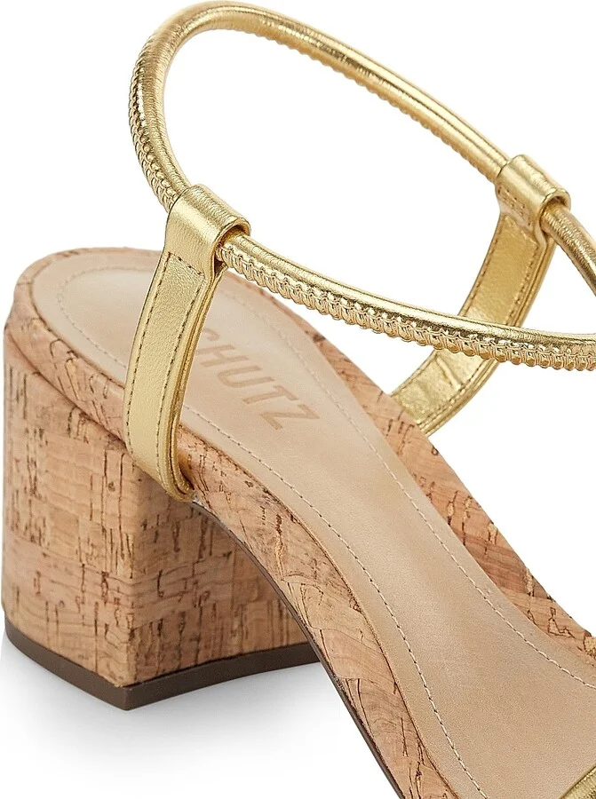 Women's Gimenez 60MM Metallic Block-Heel Sandals - Gold - Size 5 - Image 6