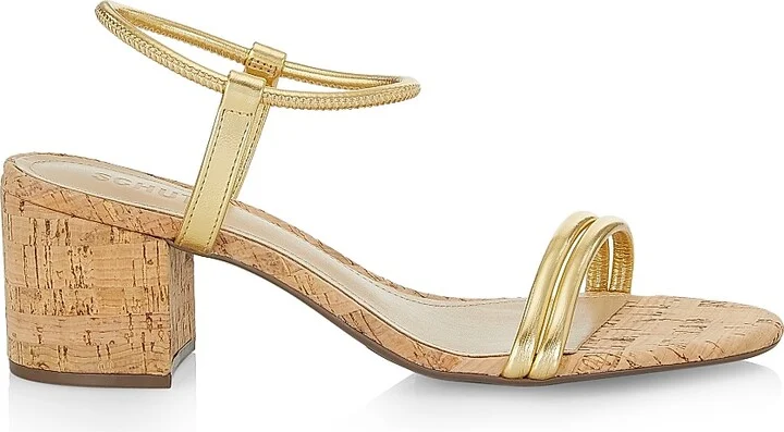 Women's Gimenez 60MM Metallic Block-Heel Sandals - Gold - Size 5