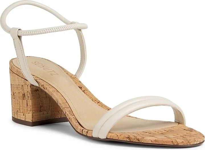 Women's Gimenez 65MM Leather & Cork Block Heel Sandals - Pearl - Size 5 - Image 2