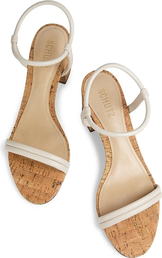 Women's Gimenez 65MM Leather & Cork Block Heel Sandals - Pearl - Size 5 - Image 4