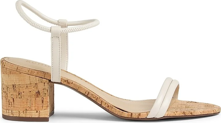 Women's Gimenez 65MM Leather & Cork Block Heel Sandals - Pearl - Size 5