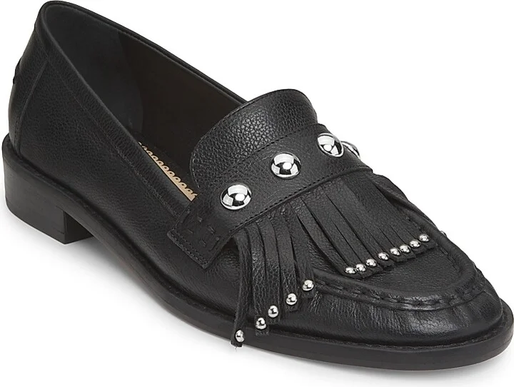 Women's Gina Fringed Leather Loafers - Black - Size 5 - Image 2