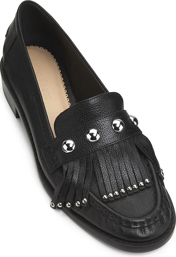 Women's Gina Fringed Leather Loafers - Black - Size 5 - Image 4