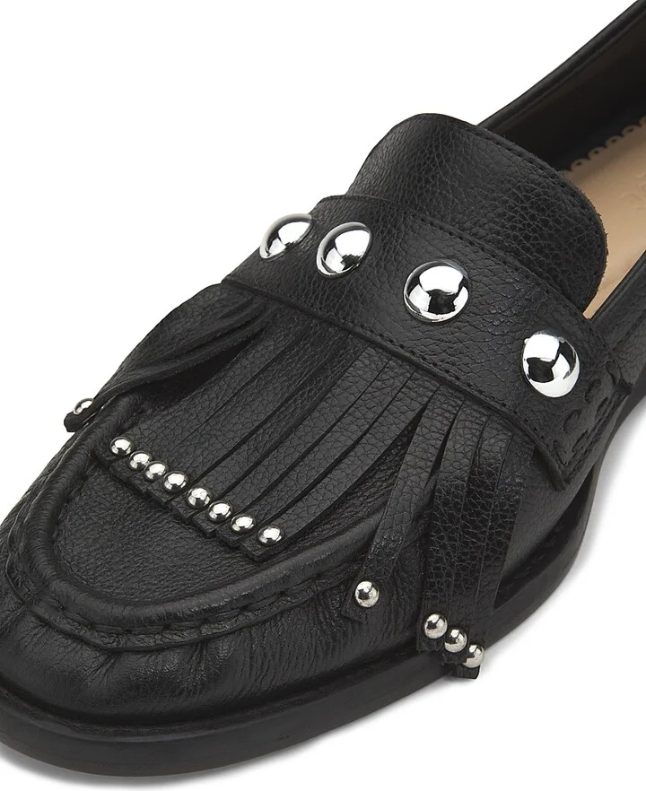 Women's Gina Fringed Leather Loafers - Black - Size 5 - Image 5