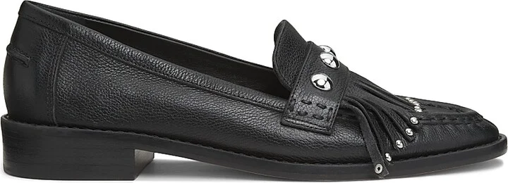 Women's Gina Fringed Leather Loafers - Black - Size 5