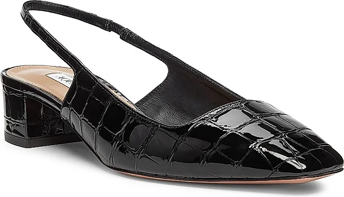 Women's Ginza 35MM Crocodile-Embossed Leather Slingback Pumps - Black - Size 5.5 - Image 2