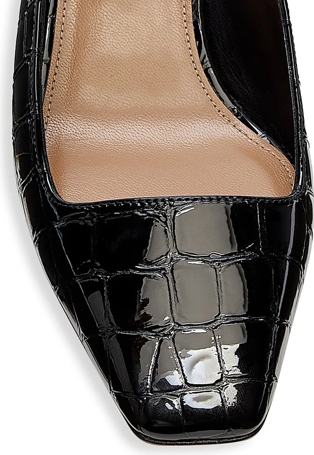 Women's Ginza 35MM Crocodile-Embossed Leather Slingback Pumps - Black - Size 5.5 - Image 7