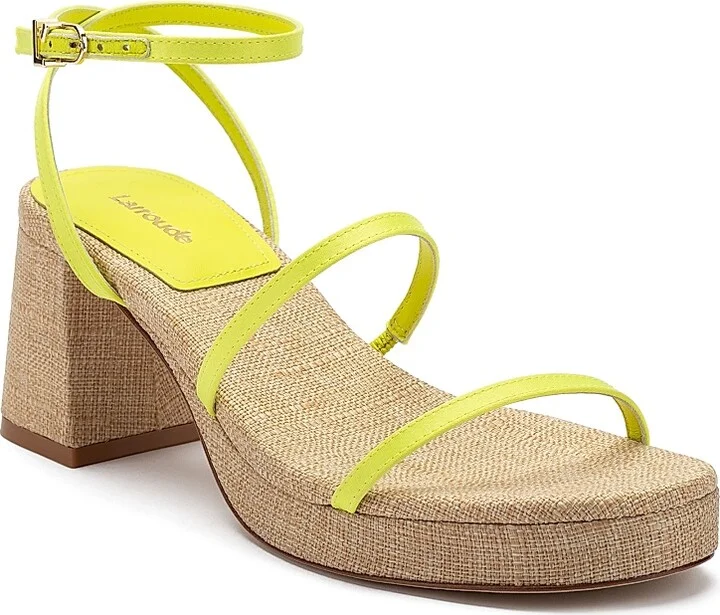 Women's Gio 60MM Satin Block-Heel Sandals - Lemon - Size 6.5 - Image 2