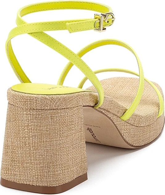 Women's Gio 60MM Satin Block-Heel Sandals - Lemon - Size 6.5 - Image 3