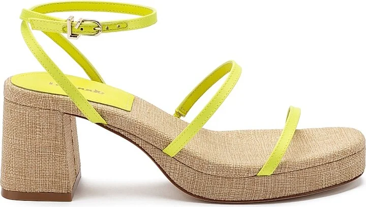 Women's Gio 60MM Satin Block-Heel Sandals - Lemon - Size 6.5