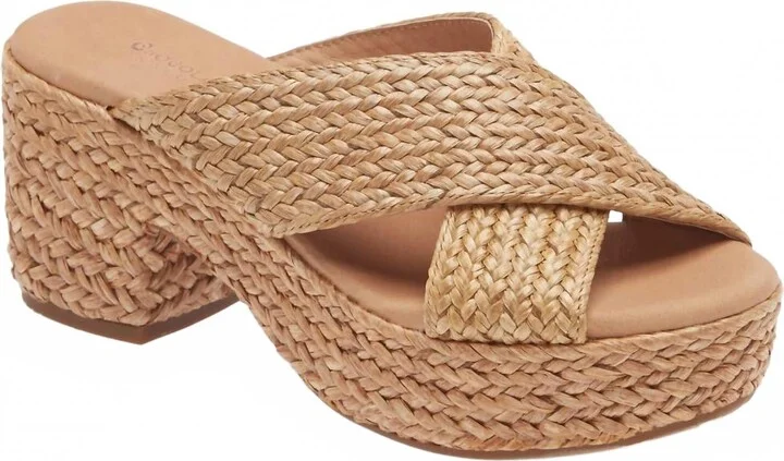Women's Gio Block Heel In Natural Raffia
