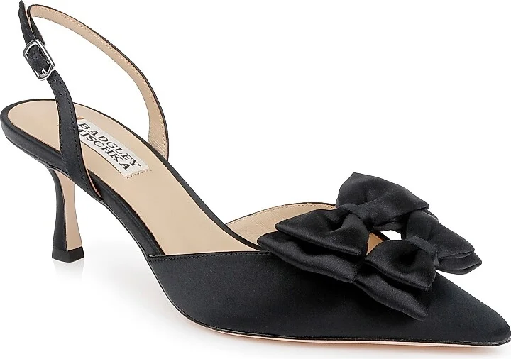 Women's Giovanna 65MM Bow-Detailed Satin Pumps - Black Satin - Size 5 - Image 2