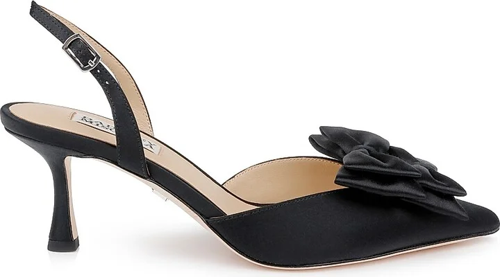 Women's Giovanna 65MM Bow-Detailed Satin Pumps - Black Satin - Size 5
