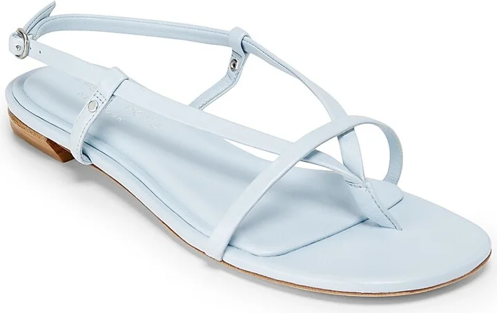 Women's Giselle Strappy Leather Flat Sandals - Sky Blue - Size 9.5 - Image 2