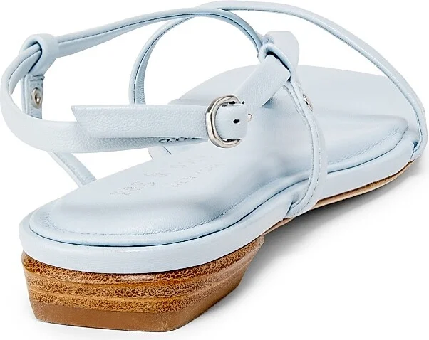 Women's Giselle Strappy Leather Flat Sandals - Sky Blue - Size 9.5 - Image 3