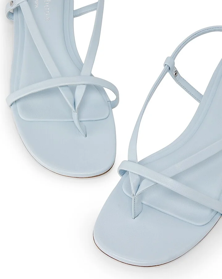 Women's Giselle Strappy Leather Flat Sandals - Sky Blue - Size 9.5 - Image 4