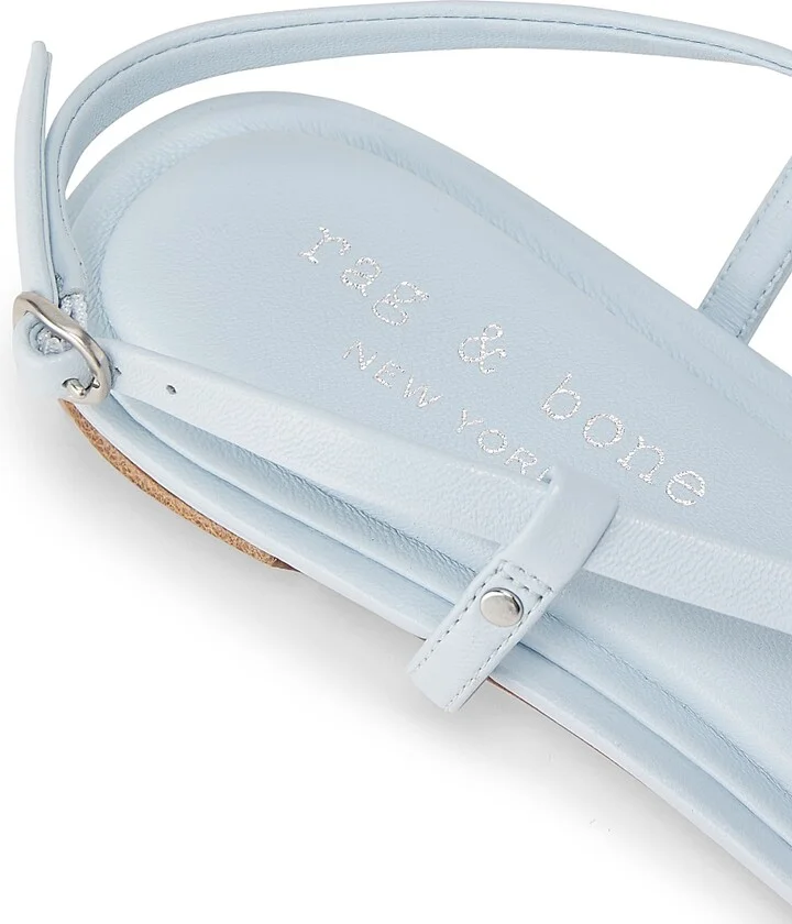 Women's Giselle Strappy Leather Flat Sandals - Sky Blue - Size 9.5 - Image 5