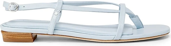 Women's Giselle Strappy Leather Flat Sandals - Sky Blue - Size 9.5