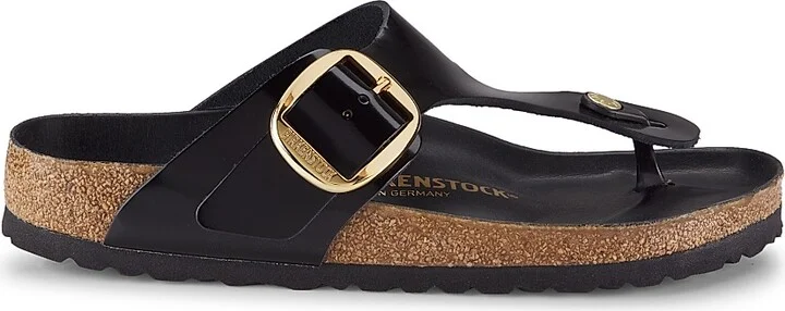 Women's Gizeh Big Buckle High Shine Sandals - Black - Size 5